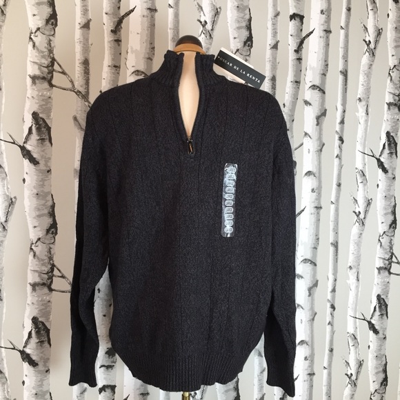 Oscar de la Renta Other - Oscar De La Renta Blue 1/4 Zip High Collar Sweater